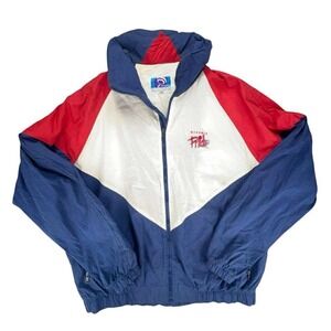 Vintage Jammin Georgia Pride‎ Windbreaker Jacket Full Zip Red White Blue L EUC
